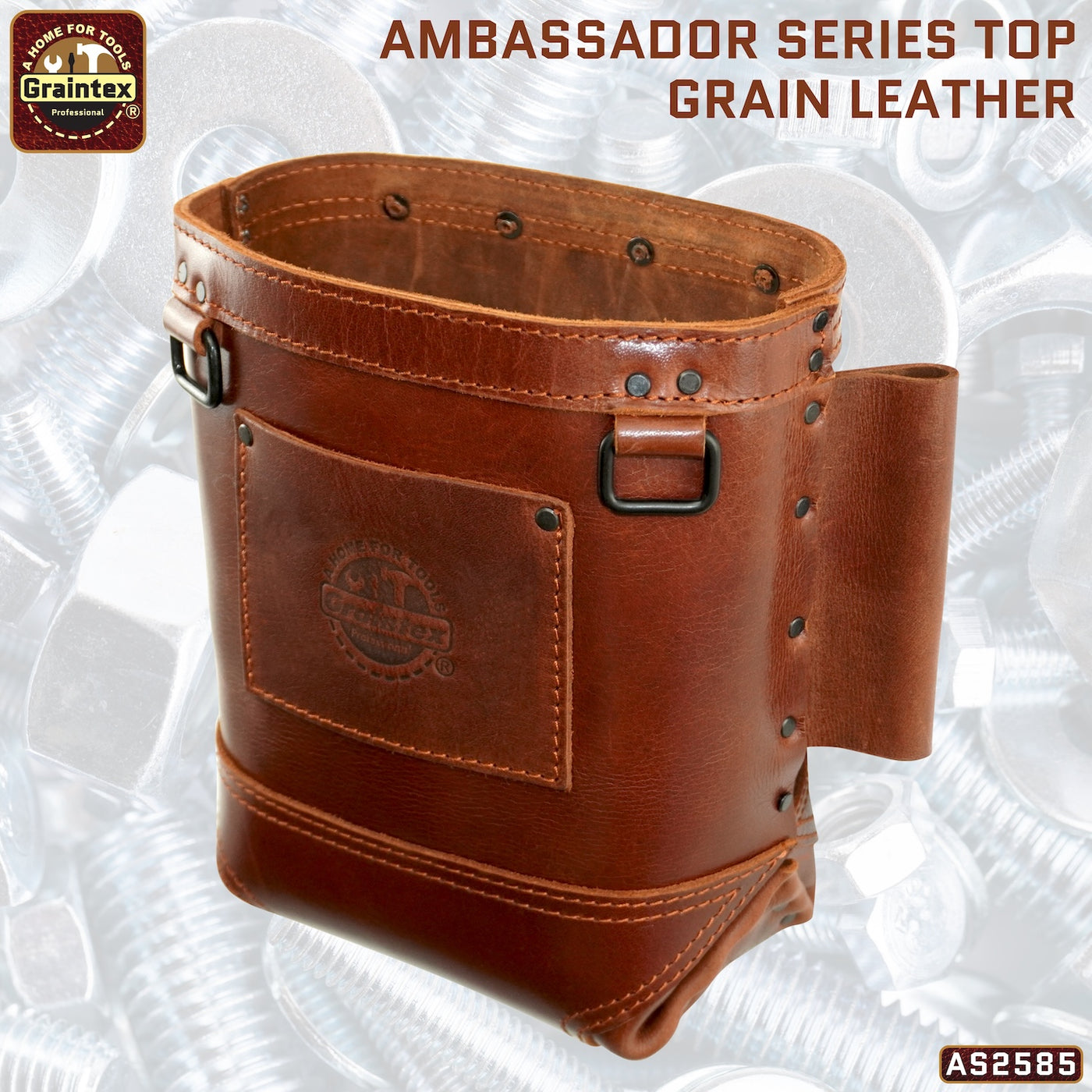 AS2585 :: Nut and Bolt Bag Ambassador Series Chestnut Brown Color Top Grain Leather