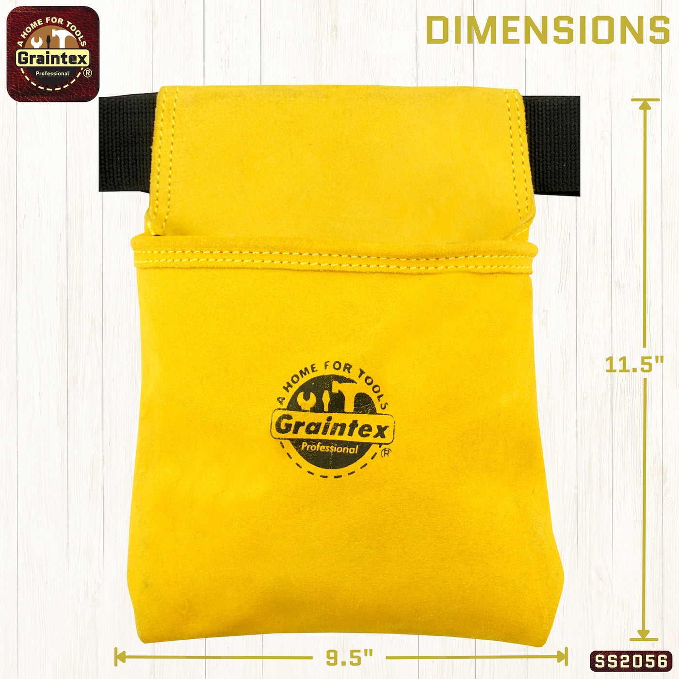SS2056 :: 1 Pocket Nail & Tool Pouch Yellow Color Suede Leather with Belt