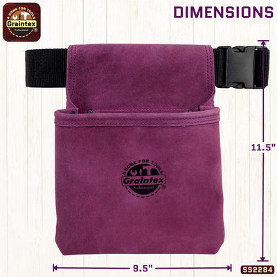SS2284 :: 1 Pocket Nail & Tool Pouch Purple Color Suede Leather with Belt
