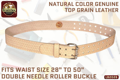 LB2026 :: 2” EMBOSSED LEATHER BELT NATURAL COLOR
