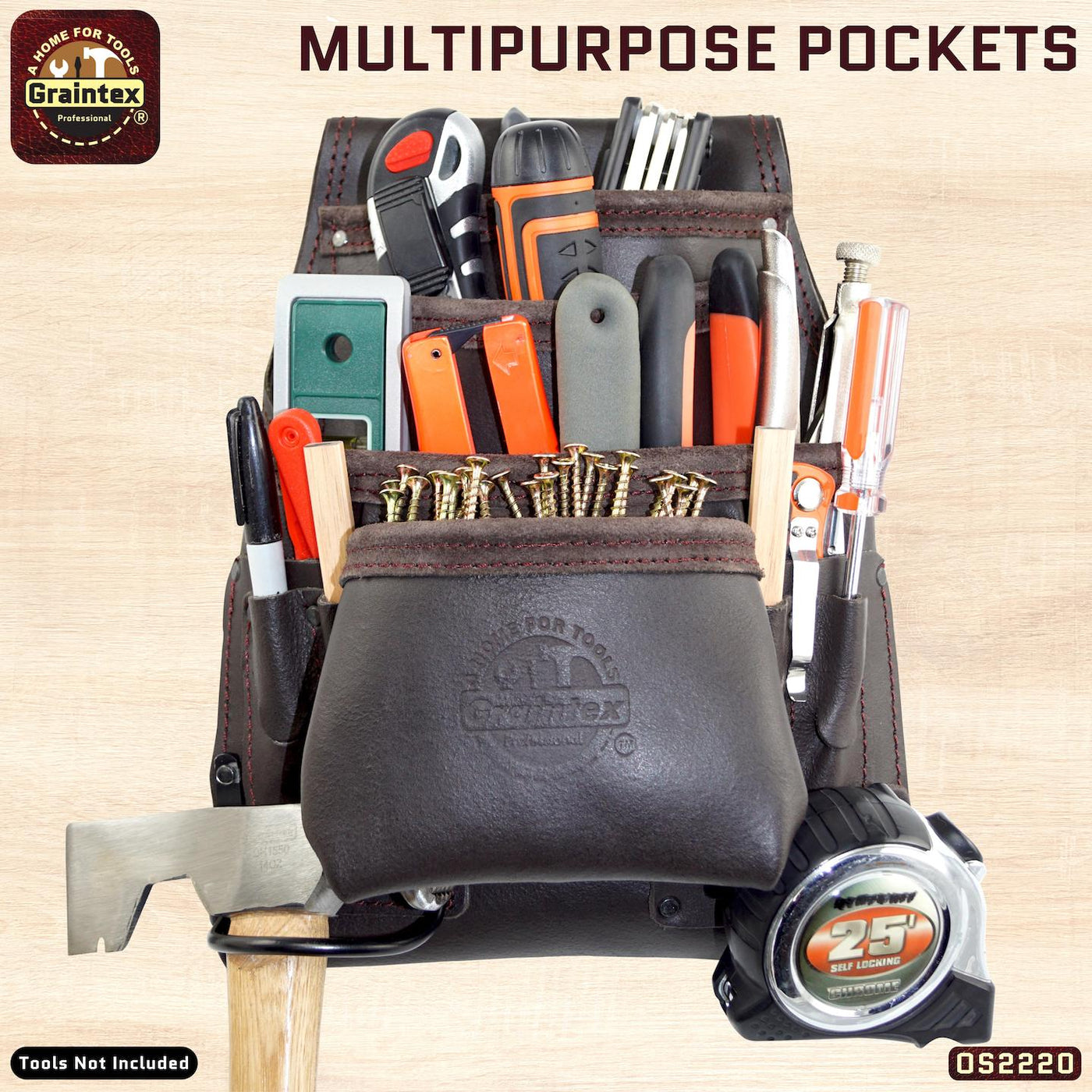 OS2220 :: 10 Pocket Nail & Tool Pouch Oil Tanned Leather