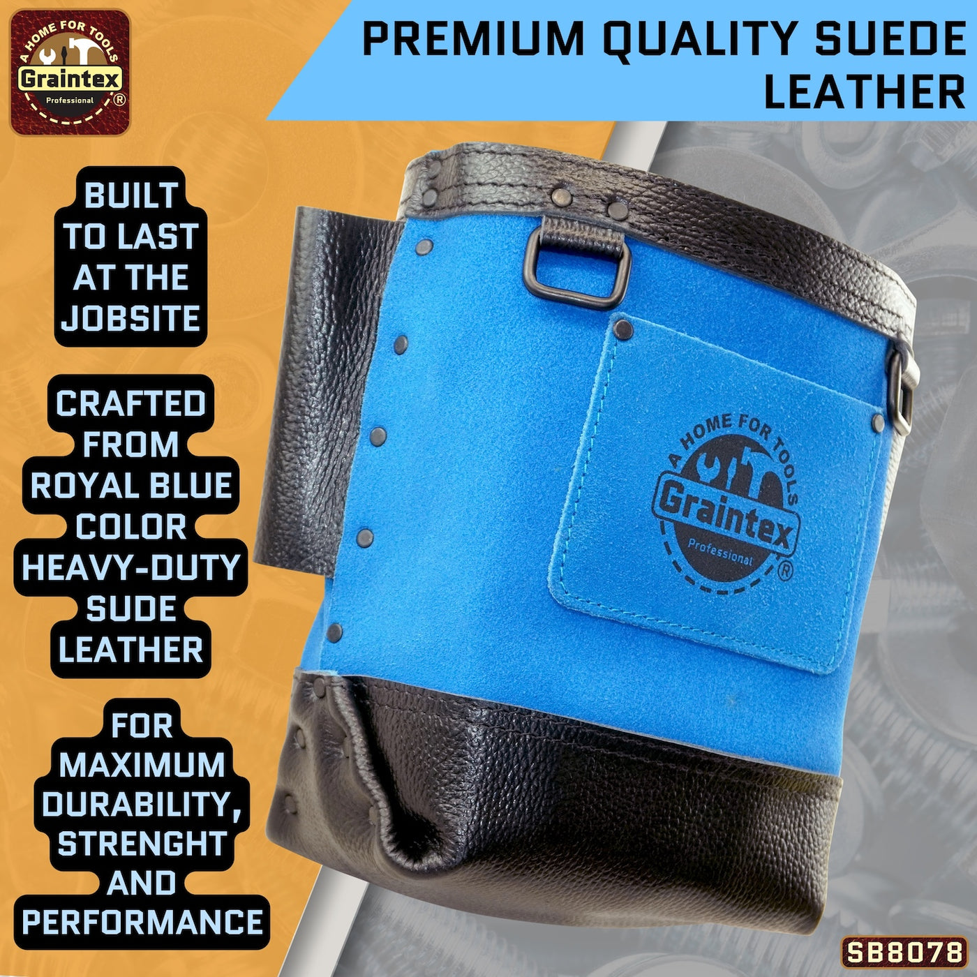 SB8078 :: Nut & Bolt Bag Royal Blue Color Premium Quality Suede Leather