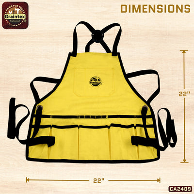 CA2409 :: Bib Apron 16 Pocket Yellow Color Rip-stop Canvas