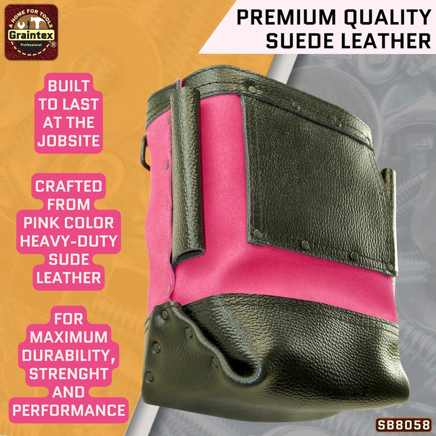 SB8058 :: Nut & Bolt Bag Pink Color Premium Quality Suede Leather
