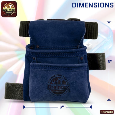 SS2633 :: 2 Pocket Children Tool Pouch Navy Blue Color Suede Leather