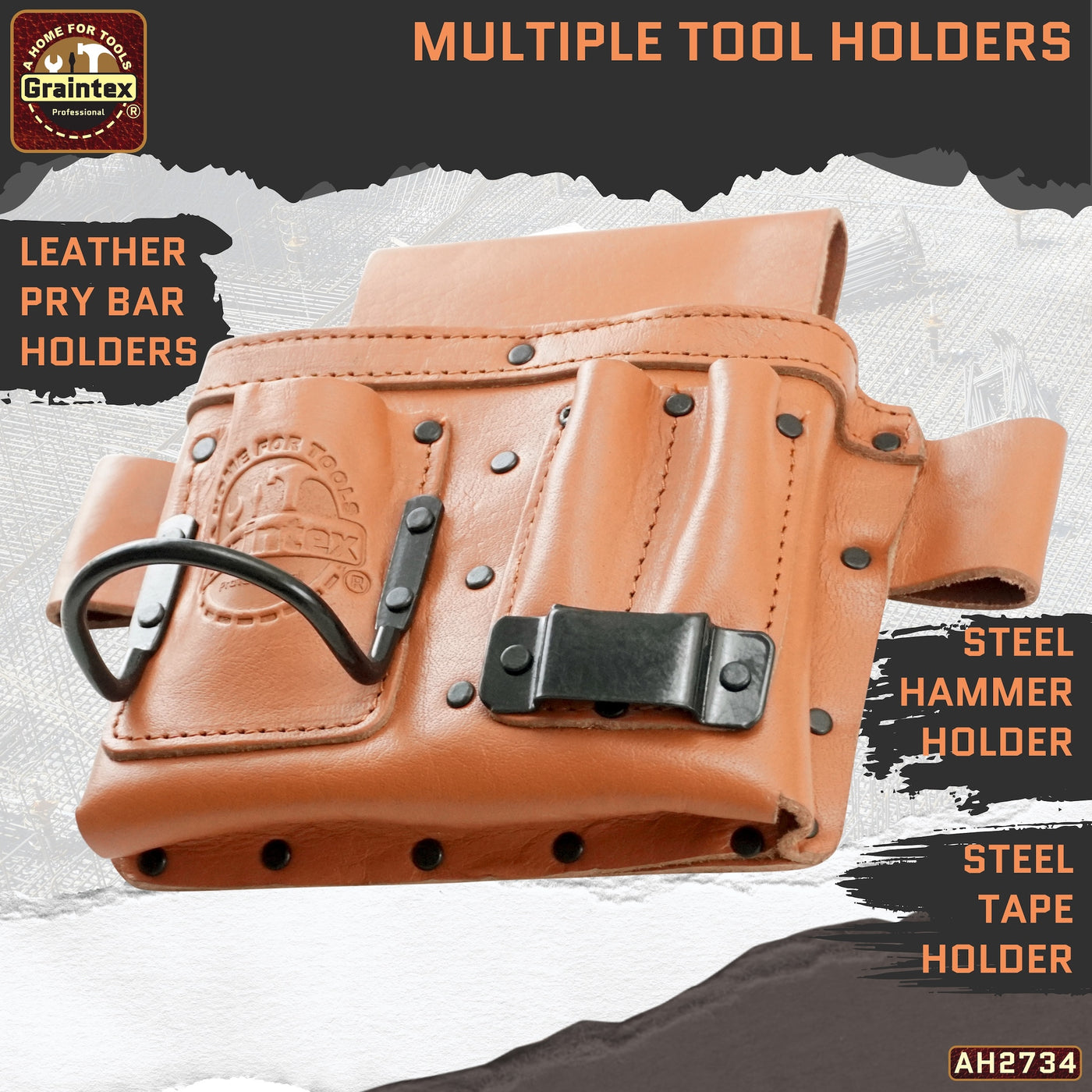 AMBASSADOR SERIES MULTI TOOL HOLDER COGNAC TAN COLOR TOP GRAIN LEATHER