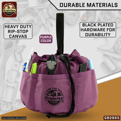 GB2865 :: 3 Pcs Grab Bags Set Rust, Black and Purple Color Rip-stop Canvas 18 Pockets