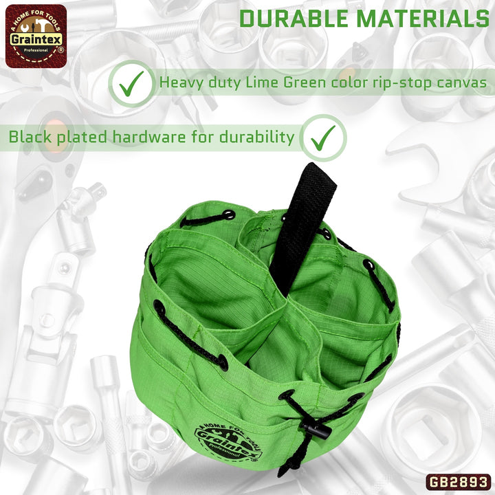 GB2893 :: Grab Bag Lime Green Color Rip-stop Canvas 18 Pockets