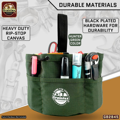 GB2845 :: 3 Pcs Grab Bags Set Yellow, Orange and Hunter Green Color Rip-stop Canvas 18 Pockets