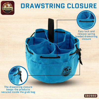 GB2892 :: Grab Bag Royal Blue Color Rip-stop Canvas 18 Pockets Drawstring Closure