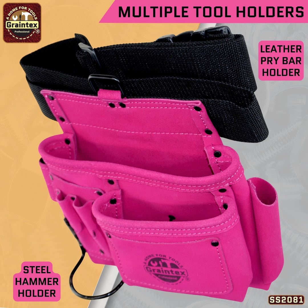 Roze Lederen Tool Riem Bouwers Opslag Pouch Tool Bag Houder 11 Roze Lederen Tool Riem Bouwers Opslag Pouch Tool Bag Houder 11