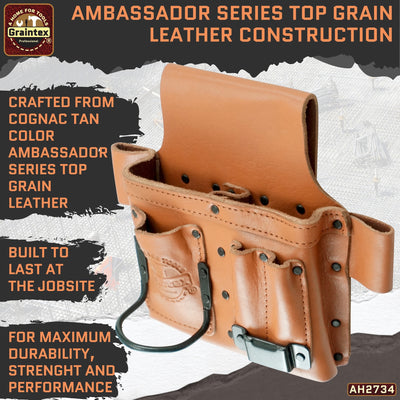 AMBASSADOR SERIES MULTI TOOL HOLDER COGNAC TAN COLOR TOP GRAIN LEATHER