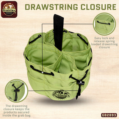 GB2893 :: Grab Bag Lime Green Color Rip-stop Canvas 18 Pockets Drawstring Closure