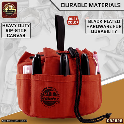 GB2825 :: 3 Pcs Grab Bags Set Rust, Black and Khaki Color Rip-stop Canvas 18 Pockets