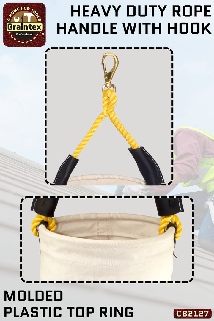 アクセサリー neighborhood CANVAS CONTAINER CB2127 :: UTILITY CANVAS BUCKET PLASTIC BOTTOM 12”X16” ROPE
