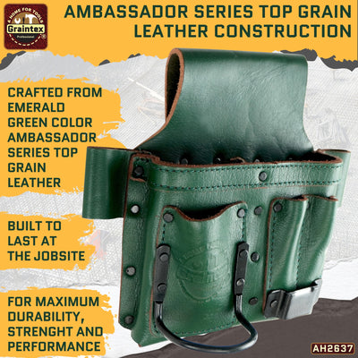 AMBASSADOR SERIES MULTI TOOL HOLDER EMERALD GREEN COLOR TOP GRAIN LEATHER