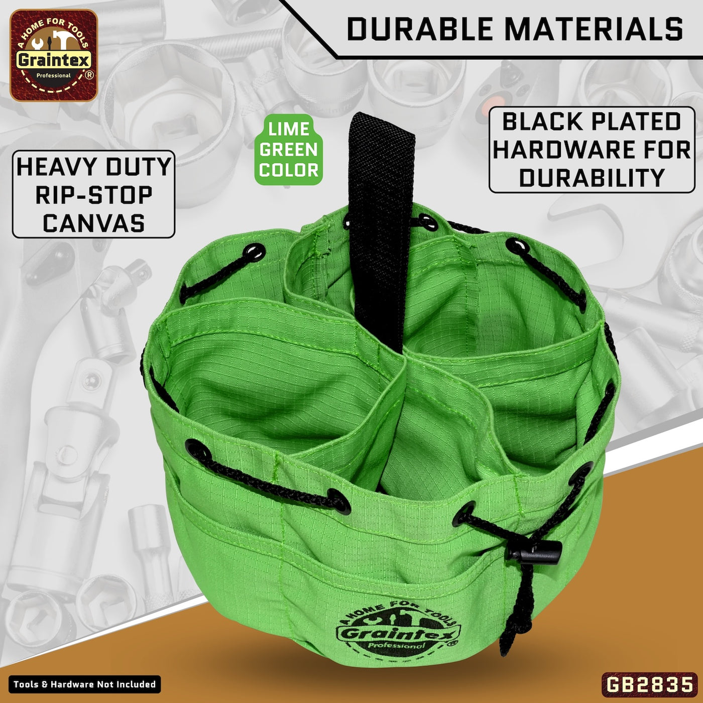 GB2835 :: 3 Pcs Grab Bags Set Purple, Pink and Lime Green Color Rip-stop Canvas 18 Pockets
