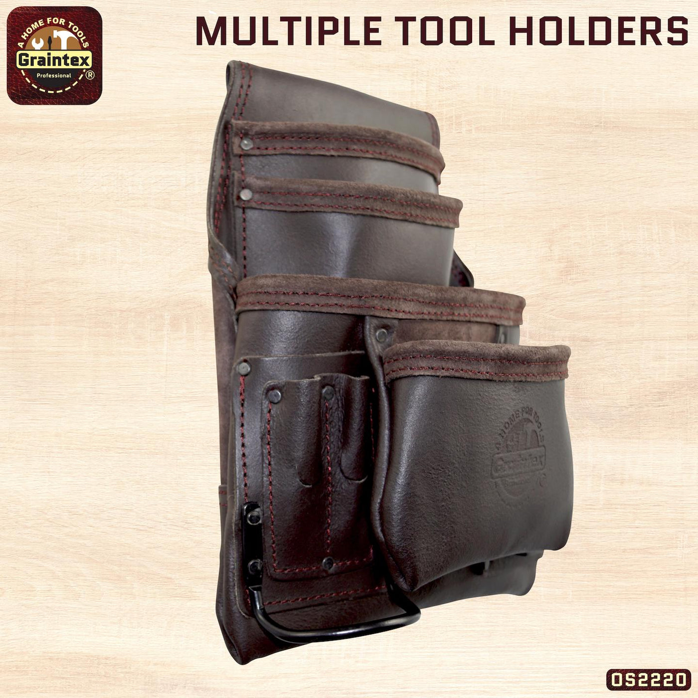 OS2220 :: 10 Pocket Nail & Tool Pouch Oil Tanned Leather