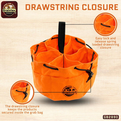 GB2890 :: Grab Bag Orange Color Rip-stop Canvas 18 Pockets Drawstring Closure