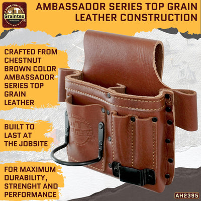 AMBASSADOR SERIES MULTI TOOL HOLDER CHESTNUT BROWN COLOR TOP GRAIN LEATHER