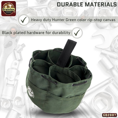 GB2887 :: Grab Bag Hunter Green Color Rip-stop Canvas 18 Pockets Drawstring Closure