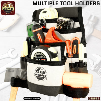 CS2829 :: 10 Pocket Nail & Tool Pouch Heavy Duty Canvas