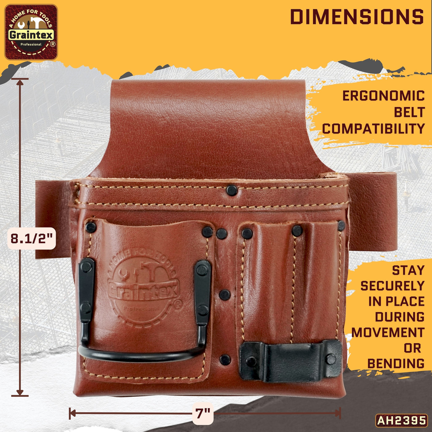 AMBASSADOR SERIES MULTI TOOL HOLDER CHESTNUT BROWN COLOR TOP GRAIN LEATHER