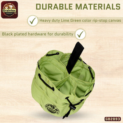 GB2893 :: Grab Bag Lime Green Color Rip-stop Canvas 18 Pockets Drawstring Closure