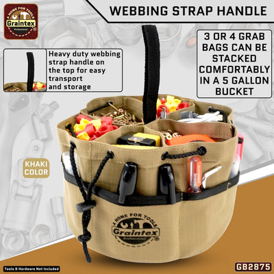 GB2875 :: 3 Pcs Grab Bags Set Khaki, Black and Hunter Green Color Rip-stop Canvas 18 Pockets