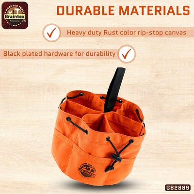 GB2889 :: Grab Bag Rust Color Rip-stop Canvas 18 Pockets Drawstring Closure