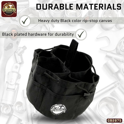 GB2875 :: 3 Pcs Grab Bags Set Khaki, Black and Hunter Green Color Rip-stop Canvas 18 Pockets