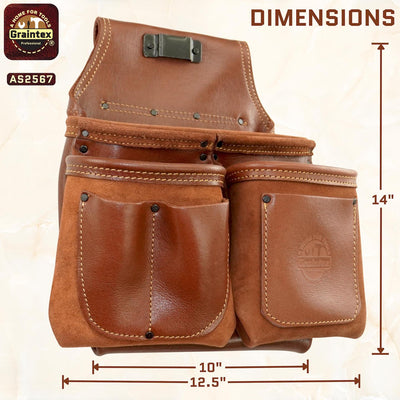 AS2567 :: 6 Pocket Framer’s Tool Pouch Ambassador Series Chestnut Brown Color Top Grain Leather