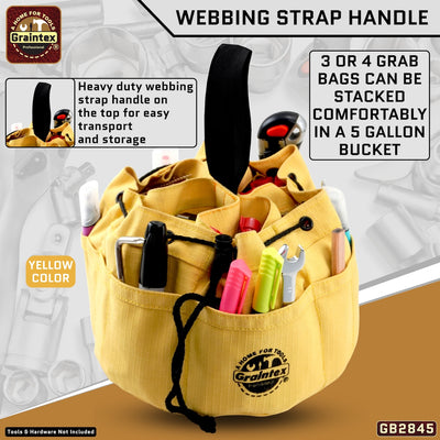GB2845 :: 3 Pcs Grab Bags Set Yellow, Orange and Hunter Green Color Rip-stop Canvas 18 Pockets