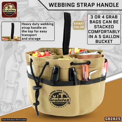 GB2825 :: 3 Pcs Grab Bags Set Rust, Black and Khaki Color Rip-stop Canvas 18 Pockets