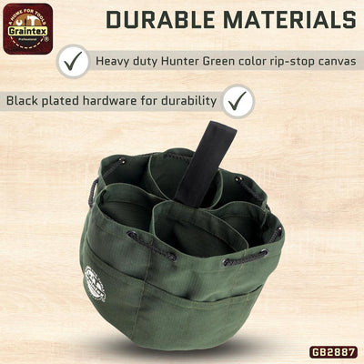 GB2887 :: Grab Bag Hunter Green Color Rip-stop Canvas 18 Pockets Drawstring Closure