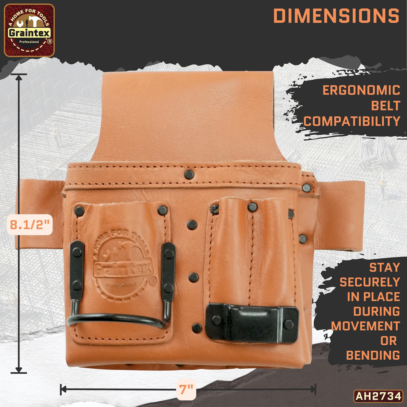 AMBASSADOR SERIES MULTI TOOL HOLDER COGNAC TAN COLOR TOP GRAIN LEATHER