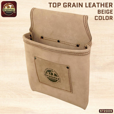 ST2009 :: 1 Pocket Nail & Tool Pouch Beige Color Top Grain Leather