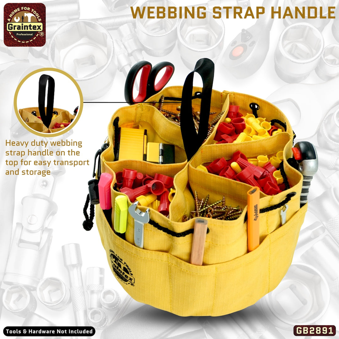 GB2891 :: Grab Bag Yellow Color Rip-stop Canvas 18 Pockets GB2891 :: Grab Bag Yellow Color Rip-stop Canvas 18 Pockets