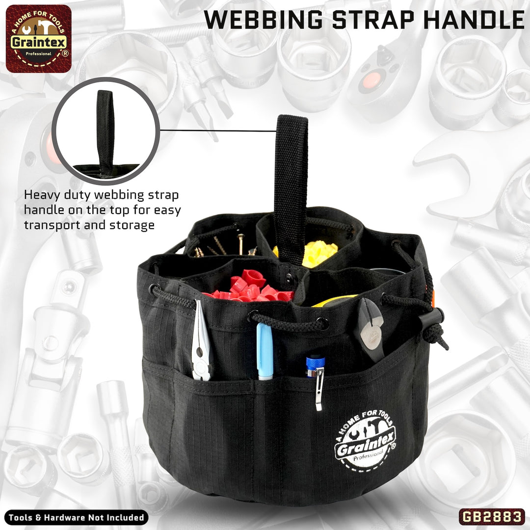 GB2883 :: Grab Bag Black Color Rip-stop Canvas 18 Pockets