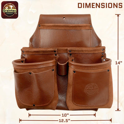 AS2553 :: 8 Pocket Framer's Tool Pouch Ambassador Series Chestnut Brown Color Top Grain Leather