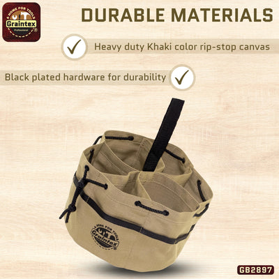 GB2897 :: Grab Bag Khaki Color Rip-stop Canvas 18 Pockets Drawstring Closure