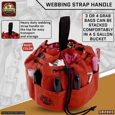 GB2865 :: 3 Pcs Grab Bags Set Rust, Black and Purple Color Rip-stop Canvas 18 Pockets
