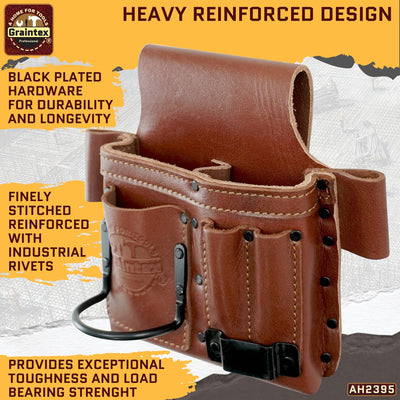 AMBASSADOR SERIES MULTI TOOL HOLDER CHESTNUT BROWN COLOR TOP GRAIN LEATHER