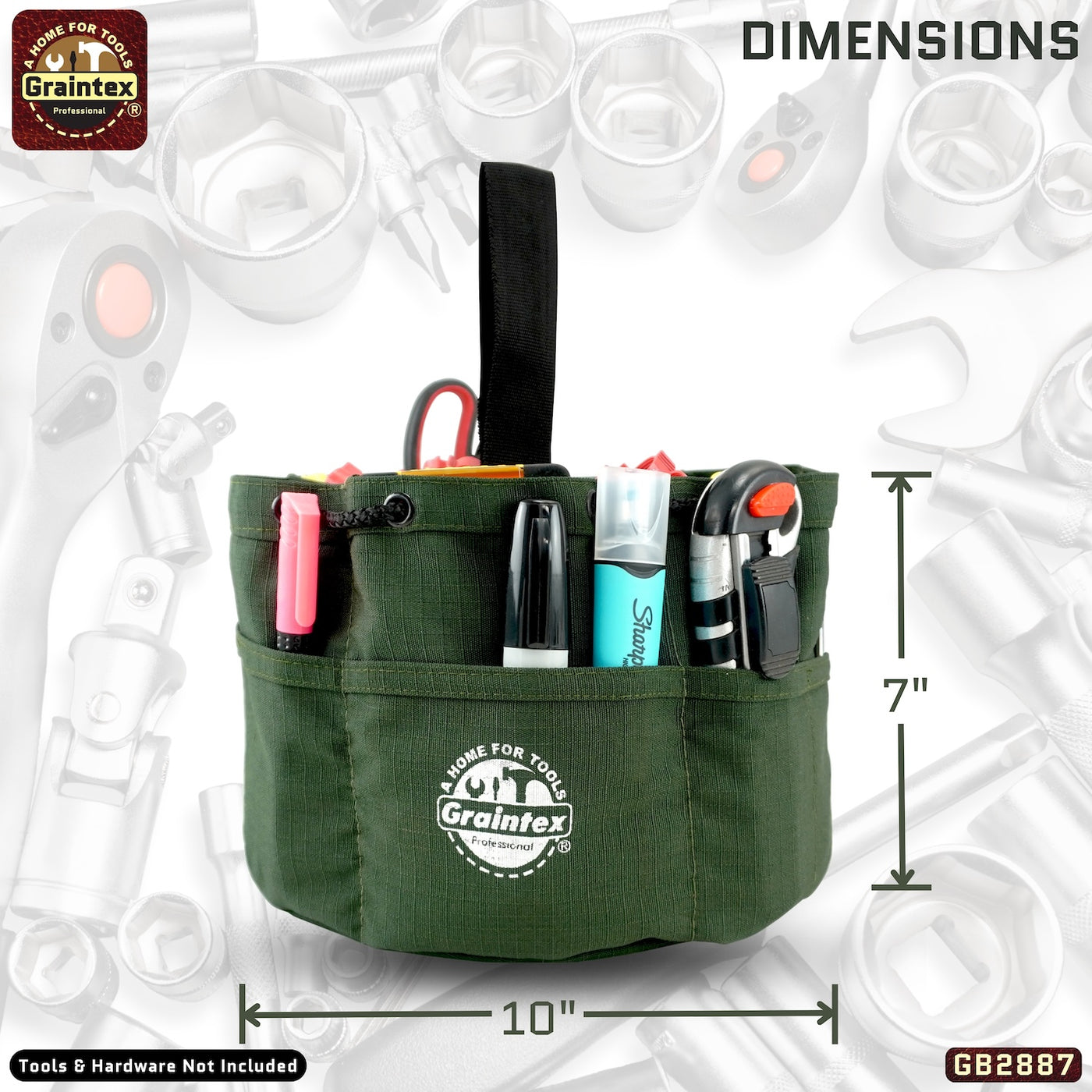 GB2887 :: Grab Bag Hunter Green Color Rip-stop Canvas 18 Pockets Drawstring Closure