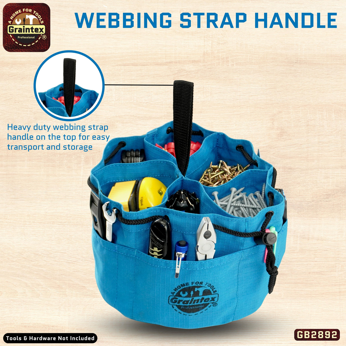 GB2892 :: Grab Bag Royal Blue Color Rip-stop Canvas 18 Pockets Drawstring Closure