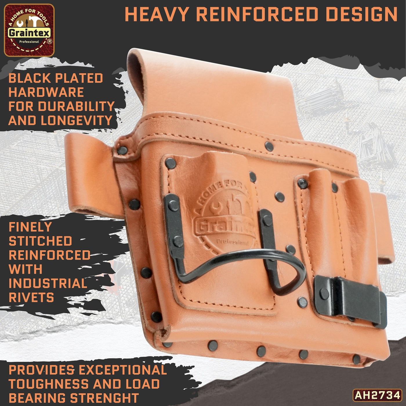 AMBASSADOR SERIES MULTI TOOL HOLDER COGNAC TAN COLOR TOP GRAIN LEATHER