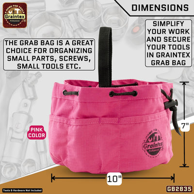 GB2835 :: 3 Pcs Grab Bags Set Purple, Pink and Lime Green Color Rip-stop Canvas 18 Pockets
