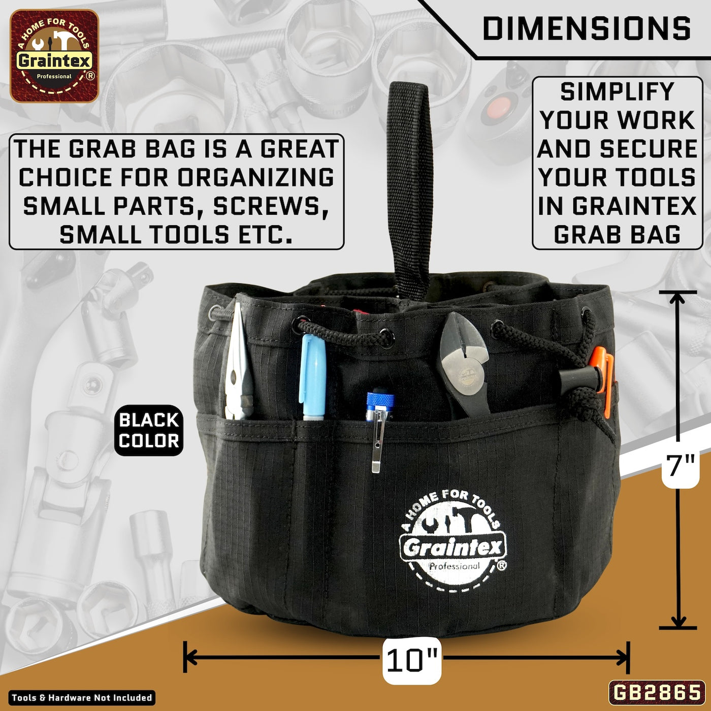 GB2865 :: 3 Pcs Grab Bags Set Rust, Black and Purple Color Rip-stop Canvas 18 Pockets
