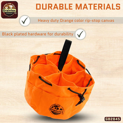 GB2845 :: 3 Pcs Grab Bags Set Yellow, Orange and Hunter Green Color Rip-stop Canvas 18 Pockets