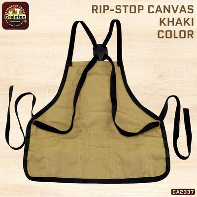 CA2337 :: Bib Apron 16 Pocket Khaki Color Rip-stop Canvas